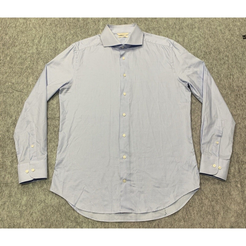 Suit Supply 100% COTTON Two Ply Men's Blue Spread CollShirt - Size 42/16.5/L